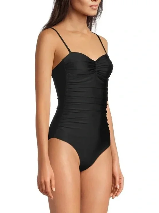 GANNI womens Black Ruched Accent One Piece Swimsuit size‎ 38 - 6