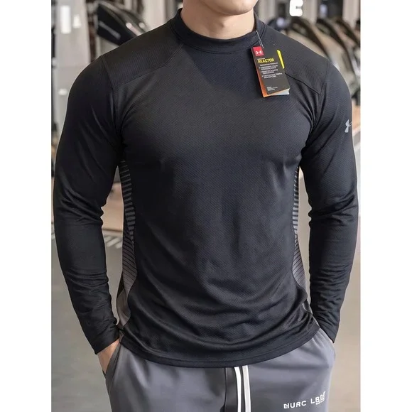 👕NWT Under Armour Shirt Mens L Black ColdGear Reactor Fitted Stretch Baselayer