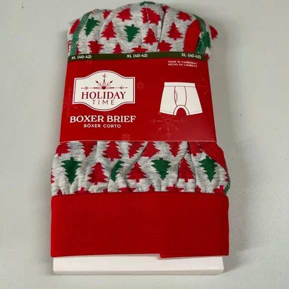 Holiday Time Christmas Tree Boxer Briefs Holiday Underwear Mens‎ XL 40-42 NWT