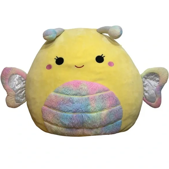 Kellytoy Squishmallow 18” Nixie Butterfly Soft‎ Yellow Tie Dye Plush Pillow