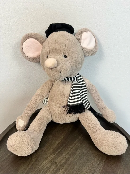 Baby Aspen‎ Monsieur Lesqueak Mouse Plush Stuffed Animal Toy French Scarf Beret