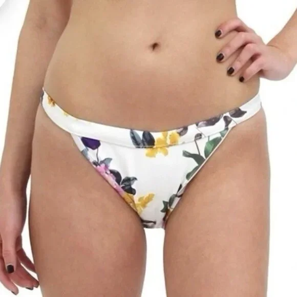 Mosmann Swim Kalani Cheeky Bikini Swimsuit Bathing Suit‎ Ivory Tropical Flower M