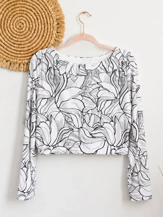 CALIA by Carrie Underwood White Floral Reversible Rashguard Swim Sun Top SZ XL