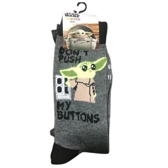 NWT Star Wars The Mandalorian The Child Baby Yoda Crew Socks 2 Pack Sz 6-1/2- 12