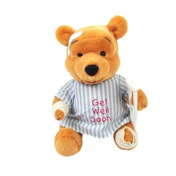 Disney Store‎ Winnie the Pooh Get Well Soon Plush Bear with Crutch and Bandages