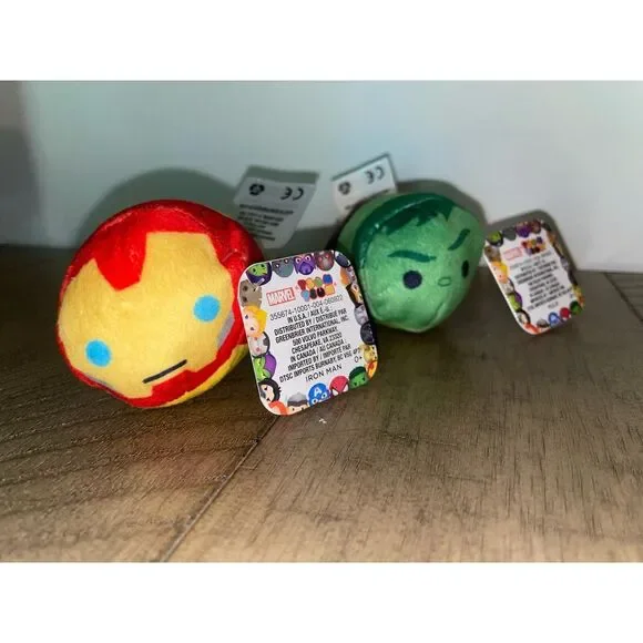 Disney Marvel Hulk‎ Tsum Tsum & Iron Man Stuffed Animals Plush Red Green NWT