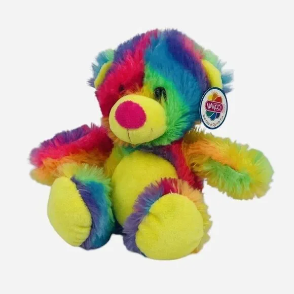 NWT 2017 Nanco Tie Dye Rainbow Teddy Bear Plush Colorful Soft Toy Stuffed Animal