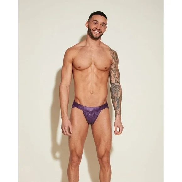 Cosabella Never Say Never Men's Sports Brief Purple Lace Luxury Underwear L