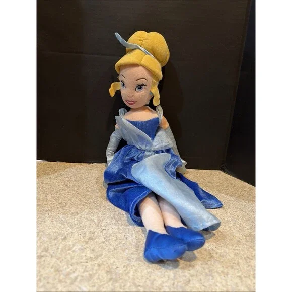 Disney Store Cinderella Plush Stuffed Doll 20” Princess Blue Dress