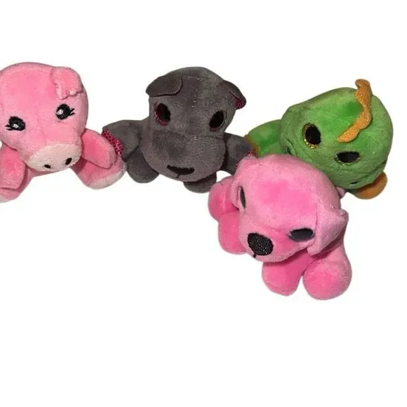 4 Surprizamals Pink Gray Green Stuffed Mini Plushie Toys Kids Small