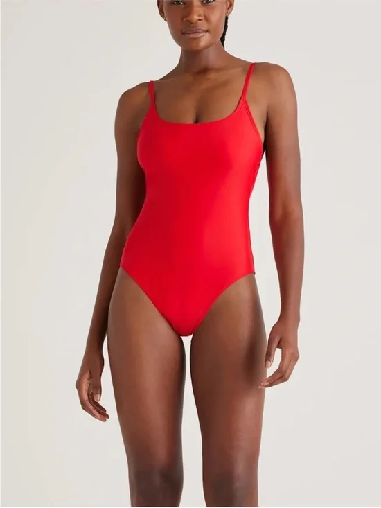NWT Quince Cherry Red Italian Cami One-Piece Swimsuit Size Large