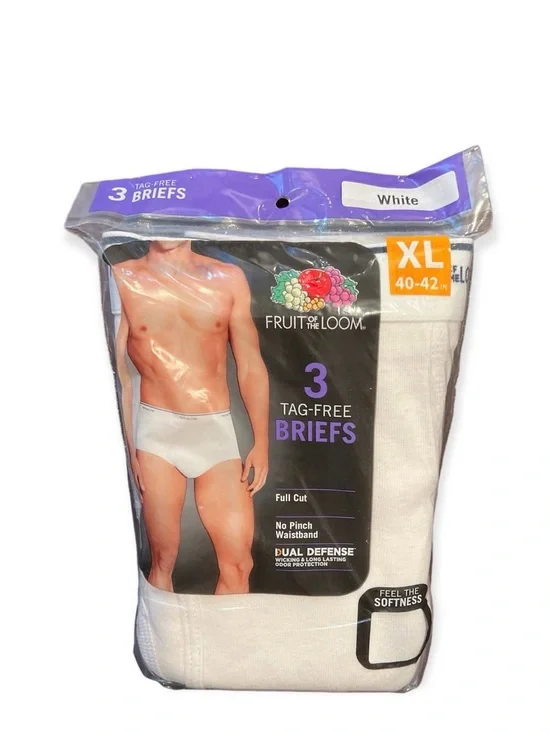 *Fruit of the Loom Men's Tag-Free Briefs - White (3-Pack, XL)