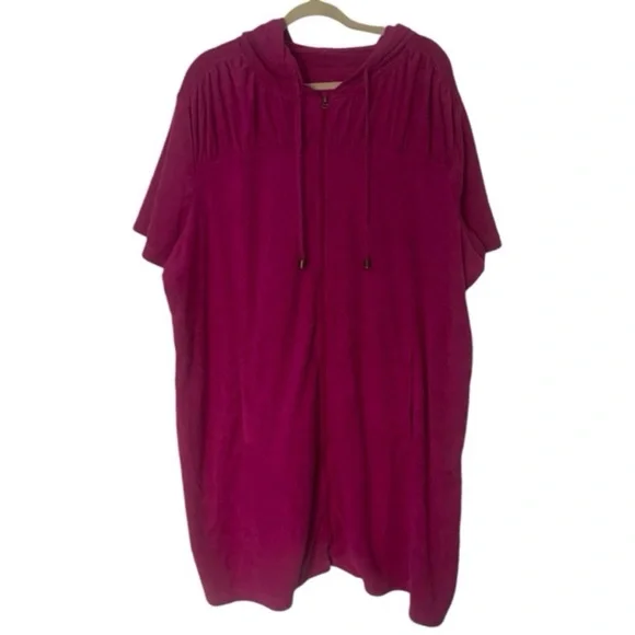 Swimsuits for All Plus Size 22/24 Fuchsia Pink Terrycloth Robe Swimcover