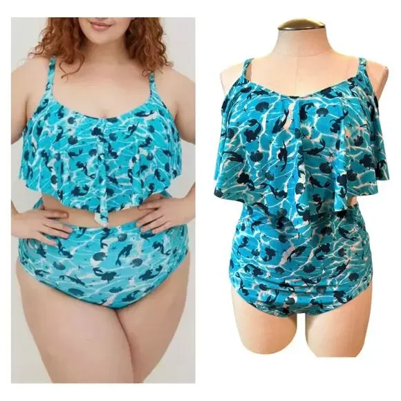Torrid‎ Top Size 2 Bottom 1 Disney Little Mermaid Two Piece Bikini Swimsuit