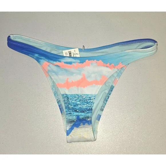 Aerie Cheeky Swim Bathing Suit Bottom Blue Orange Beach Small S NEW