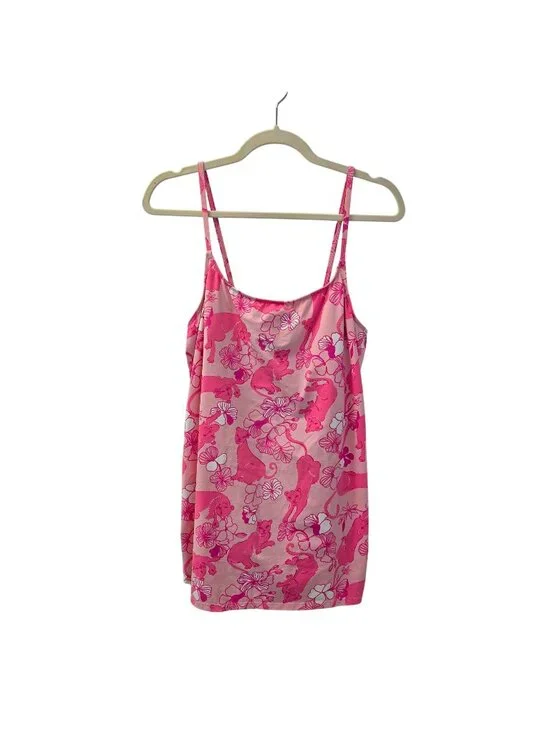 Lilly Pulitzer Grrranium Bermuda Pink Panther One Piece Swimsuit Dress Size 10