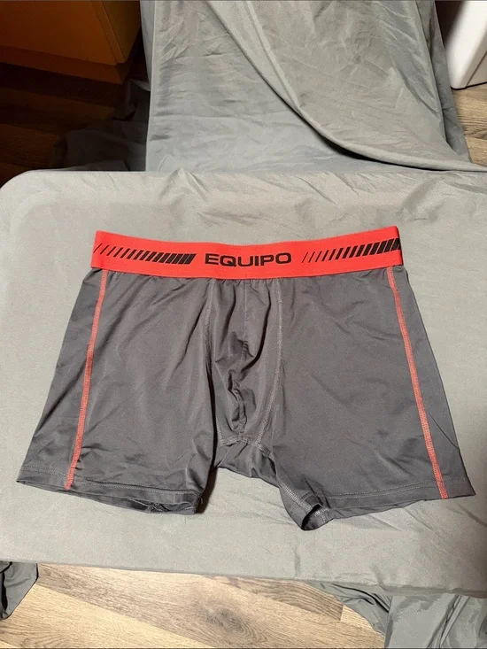 Men’s Gray Boxer Briefs with Red Waistband