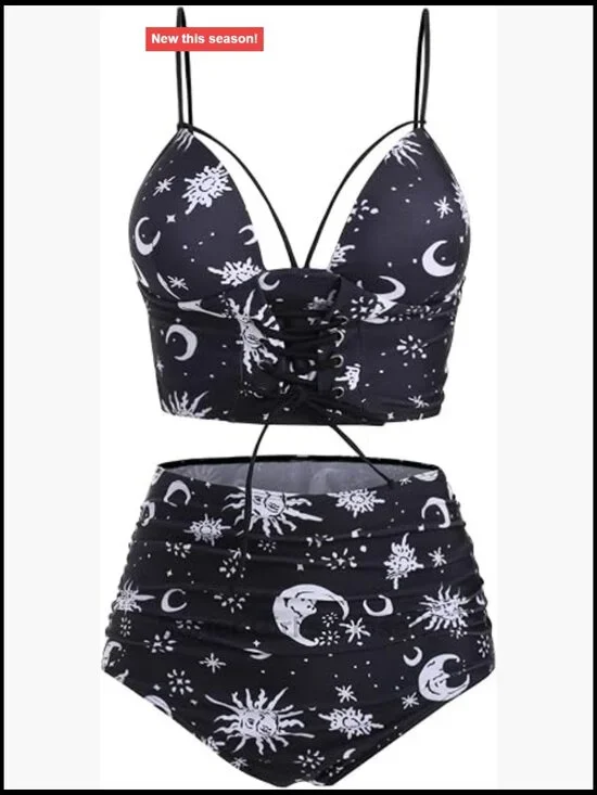 Women's High Waisted Bikini Set Two Piece Tummy Control Retro Vintage Swimsuit