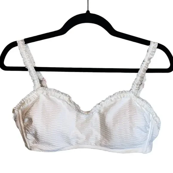 NWOT Stoney Clover Lane x‎ Target White Textured Bikini Top Large Ruffle Strap