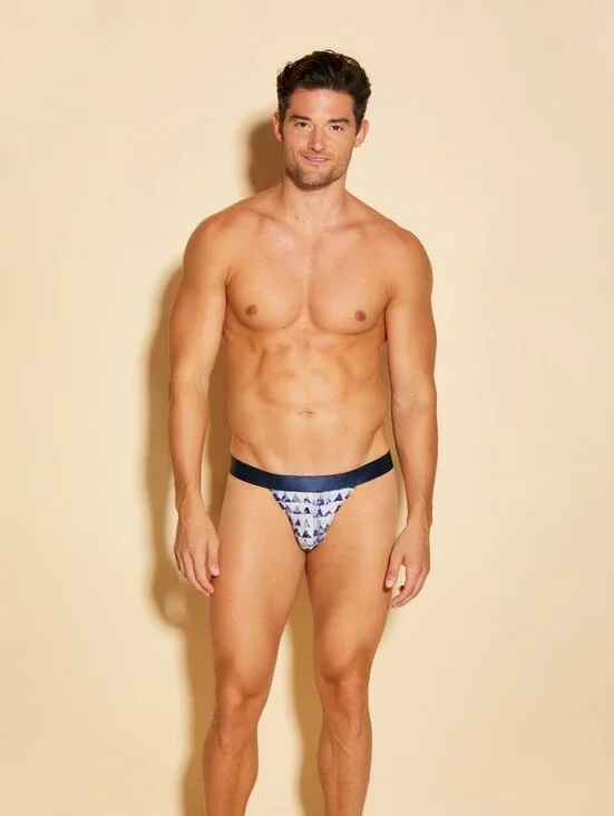 Cosabella Navy & White Triangle-Print Jockstrap In Jazzy Jef