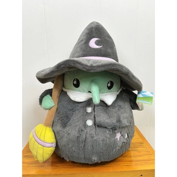 Squishable Jumbo Witch in Hat Plush Green Gray‎ - NWT