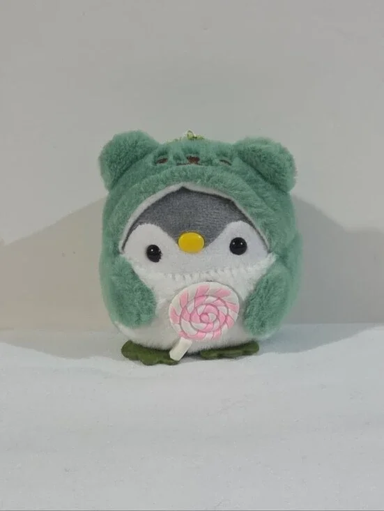 penguin with bear onesie plushie keychain