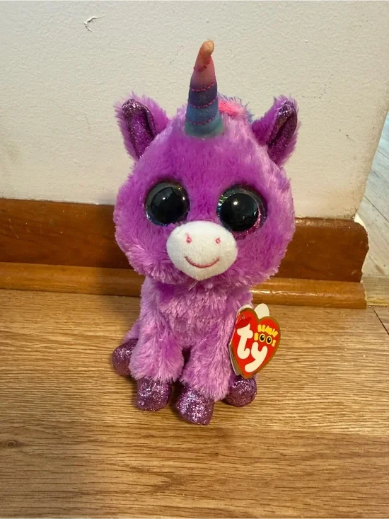 TY Silk Beanie Boos Plush ROSETTE Purple Unicorn 6