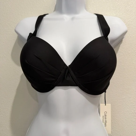 NEW Calvin Klein Black Underwire Bikini Top Convertible Straps‎ XL