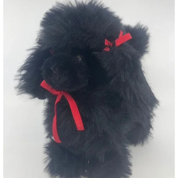 Vtg The Westcliff Collection Black Poodle Plush‎ Toy Red Bows Made in Korea 10