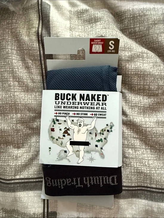 Duluth Trading Co Buck Naked Short Boxer Briefs — Navy / Charcoal