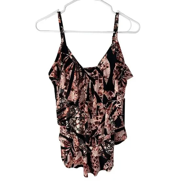 Magicsuit Urban Safari Tiered Ruflle Tankini Top 10 Slimming