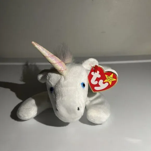 1994 Mystic The Unicorn Ty Beanie Baby Iridescent Horn Rainbow Color Mane Tail