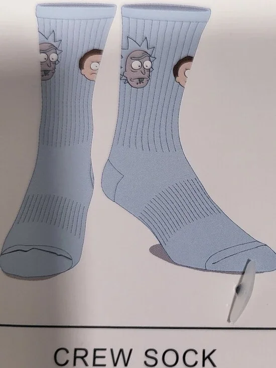 BIOWORLD Men's Light Blue  Crew Socks - Rick And Morty - Size 10-13 - 3 Pair