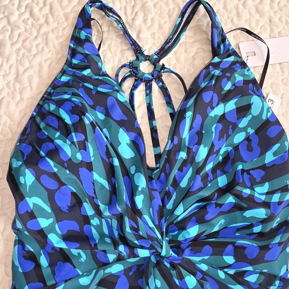 Magicsuit Slimming One Piece Swimsuit Blue Animals Print Bathing‎ Suit Size 14