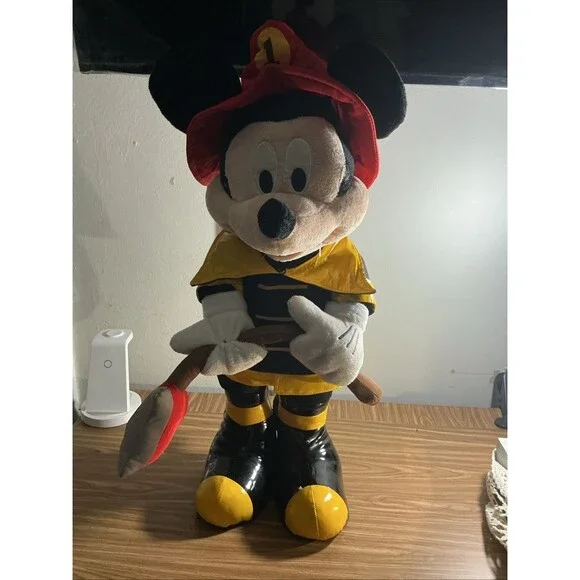 Disney Mickey Mouse 24” Plush Large Fireman Firefighter Axe Stuffed Animal