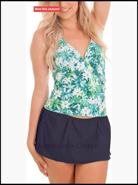 Two Piece Halter Tankini with Skirt