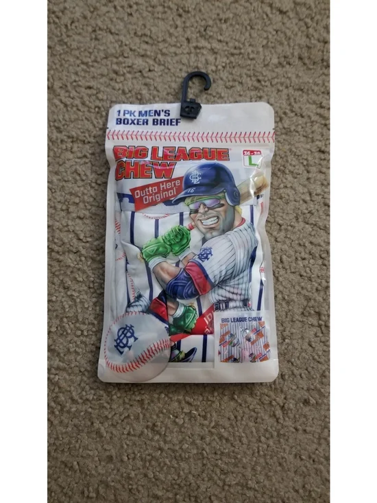 Big League Chew Men’s Boxer Briefs - White with Navy Stripe