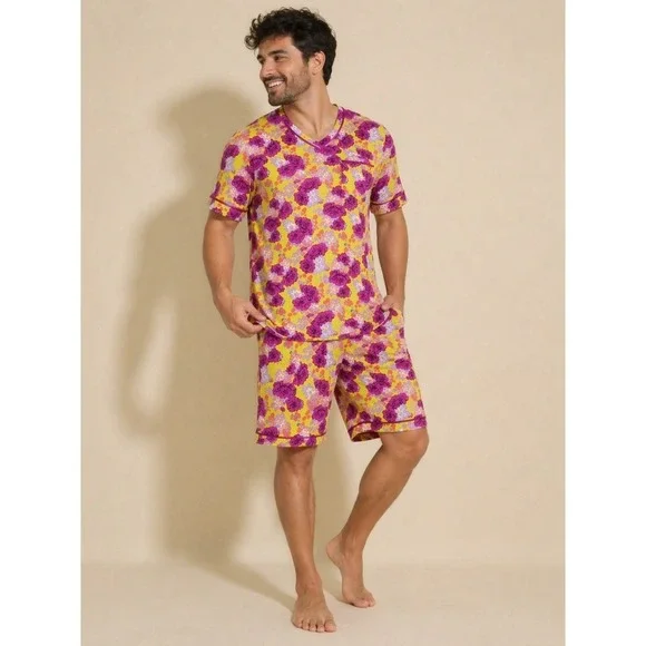 Cosabella Men's V-Neck Pajama Set Pima Cotton Modal Lounge Set Size M New‎