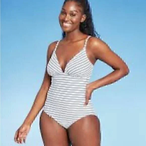 Kona Sol blue and white stripped one piece size XL