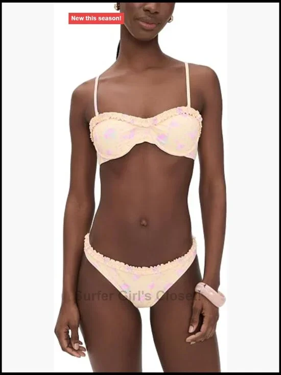 Ruffled Bralette Bikini Set with Padded Underwire Cups