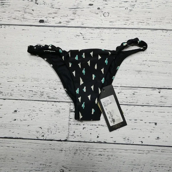 ViX Paula Hermanny Bikini Bottom Womens XS Black Dolce Knotted Gold Swimwear New