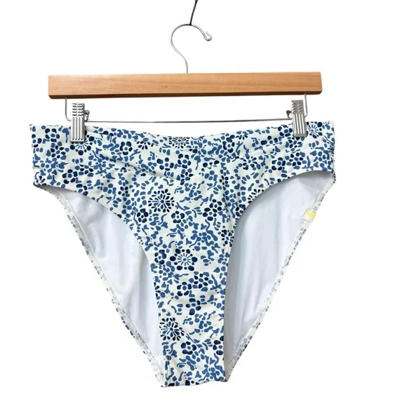 Summersalt Floral White Blue High Waisted Swim‎ Bottoms Size 8