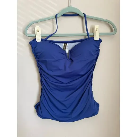 Tommy Bahama Blue Ruched Tankini Swim Top‎ Size XS