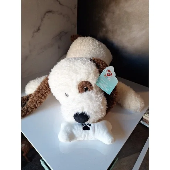 Hug Me Dog With Bone Floppy Laying Bone Plush Large 20