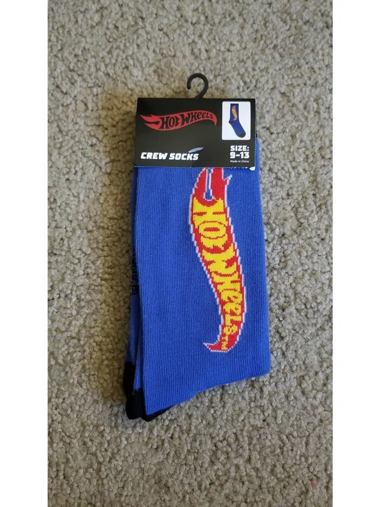 Mattel Hot Wheels Blue Crew Socks with Black Toe Accent