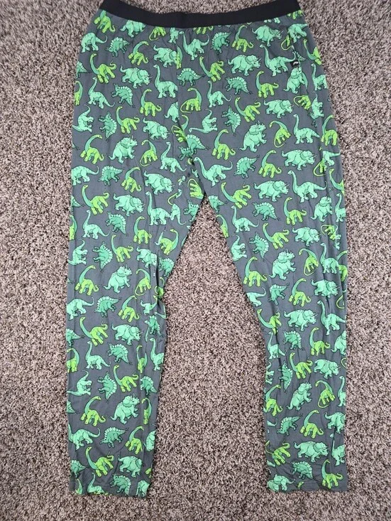 MeUndies Mens Sz 2XL Pull On Lounge Pajama Pants Green Dinosaur Print