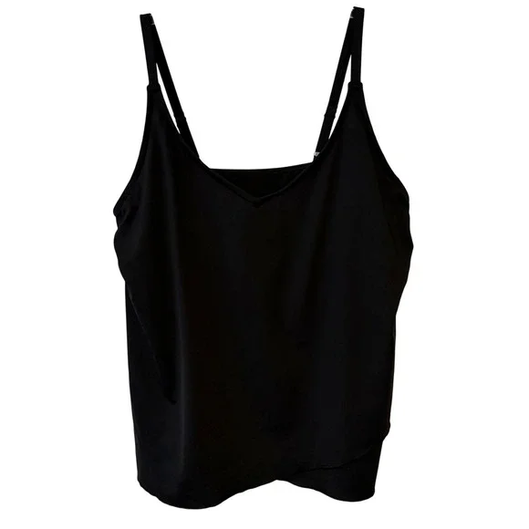 Lands' End‎ Basic Black Ruffle Hem Tankini Swimsuit Top in Size L