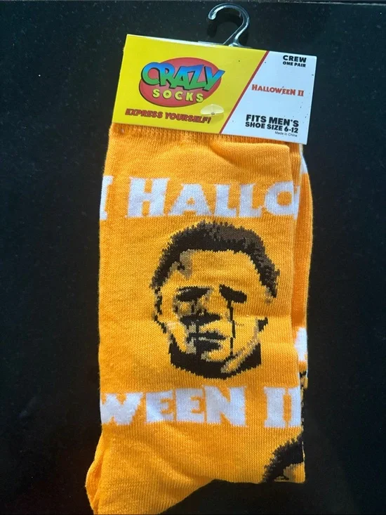 Orange Halloween II Men's Crew Socks Men’s Shoe 6 - 12