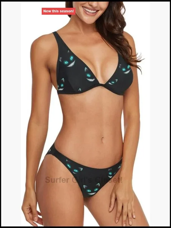 High Waist Halter Neck Triangle Top Bikini Set Two Piece Swimsuit