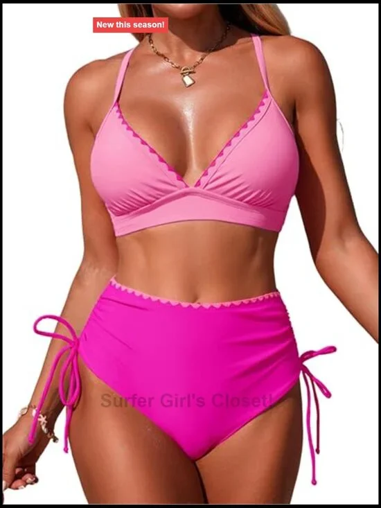 High Waisted Bikini Set Tummy Control Full Coverage Swimwear for Beach Vacation
